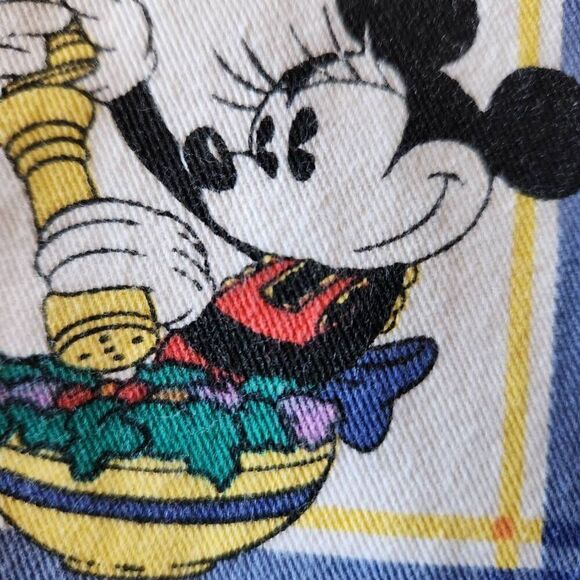 Minnie & Mickey Mouse chef Disney serviette dinner napkins plaid vintage 90s - Picture 3 of 4